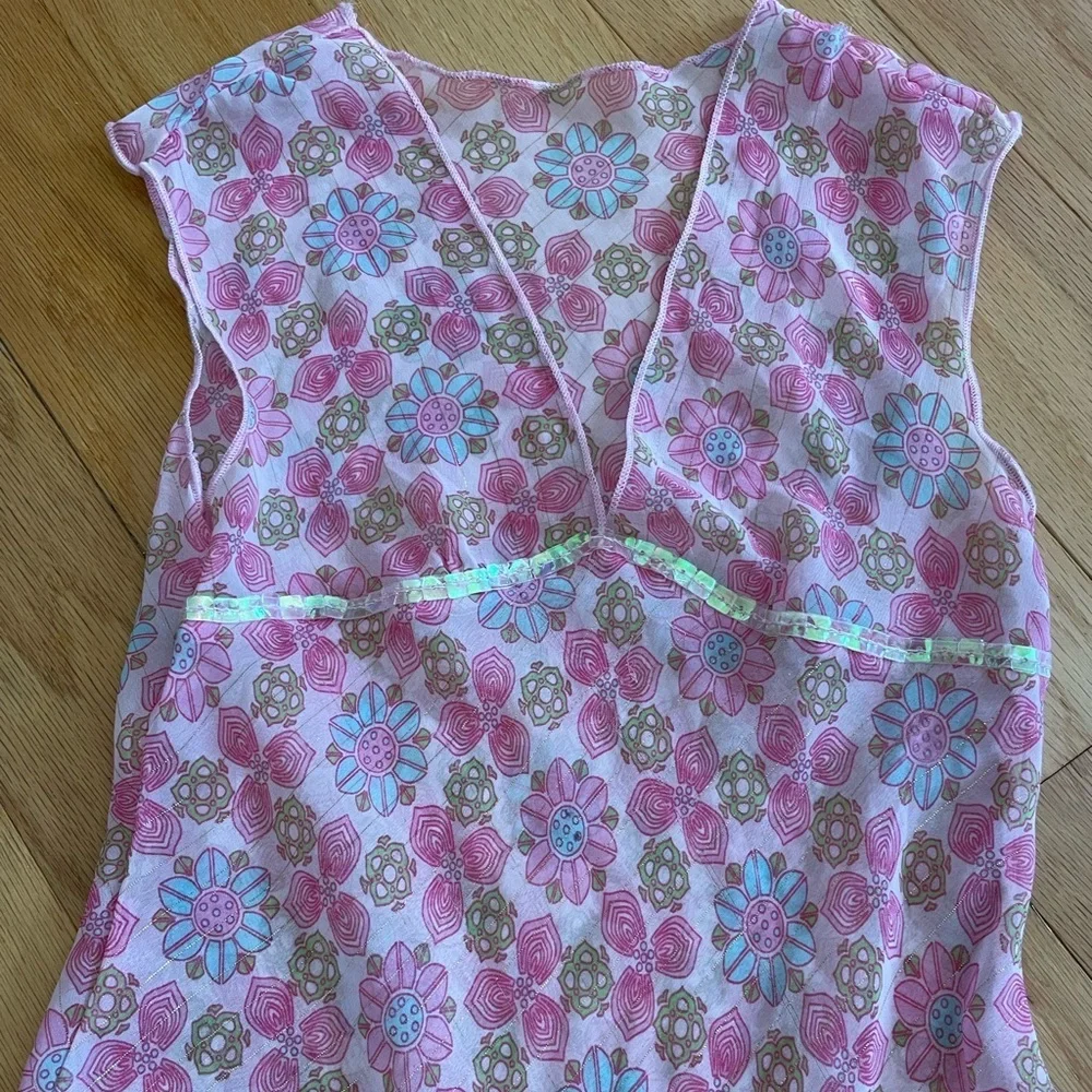 Girl Floral Sheer maxi boho dress v neck